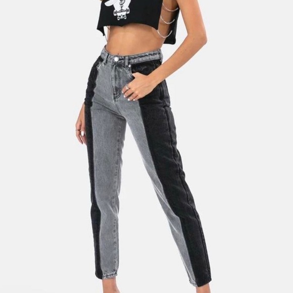 edikted straight leg jeans black and grey - Picture 1 of 6